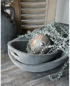 Set Ovale Handgemaakte Schalen Majestic Grijs, Brynxz