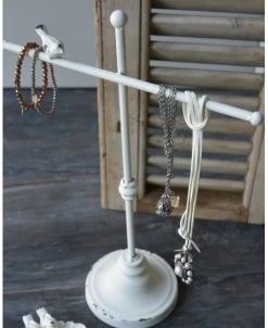 Sieraden Standaard Antiek Wit Met Vogeltje