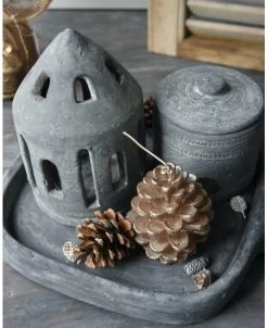 Theelicht Houder Huis Rond Vintage Grijs Groot, Brynxz -Kortingswinkel voor woondecoratie theelicht houder huis rond vintage grijs groot brynxz 4