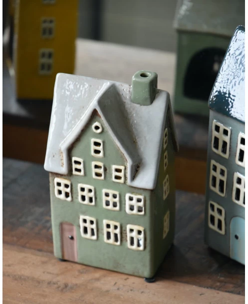 Theelicht Huisje Nyhavn Pastel Groen, IB Laursen 3 Theelicht Huisje Nyhavn Pastel Groen, IB Laursen