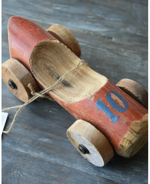 Unieke Vintage Houten Auto In Het Rood/bruin Nr 10, IB Laursen 3 Unieke Vintage Houten Auto In Het Rood/bruin Nr 10, IB Laursen