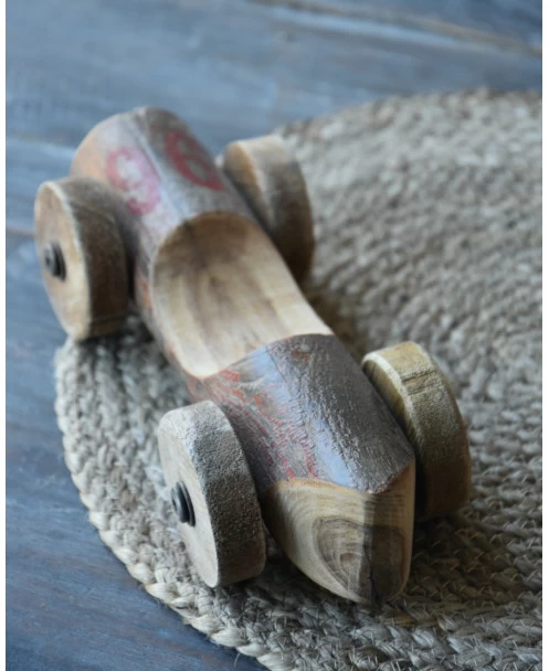 Unieke Vintage Race Auto Van Hout Met Rood Nr 96, IB Laursen 5 Unieke Vintage Race Auto Van Hout Met Rood Nr 96, IB Laursen - Afbeelding 3