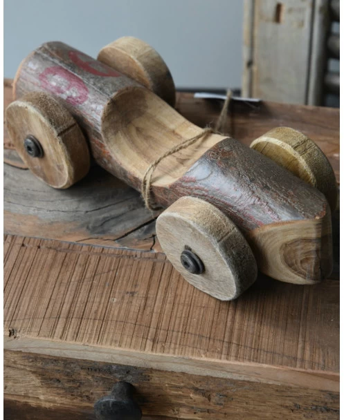 Unieke Vintage Race Auto Van Hout Met Rood Nr 96, IB Laursen 3 Unieke Vintage Race Auto Van Hout Met Rood Nr 96, IB Laursen