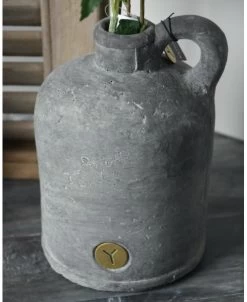 Vintage Grijze Kruik Fles Met Klein Rond Oor En Smalle Hals, Brynxz