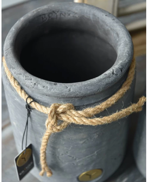 Vintage Grijze Pot Met Dik Touw Groot, Brynxz 4 Vintage Grijze Pot Met Dik Touw Groot, Brynxz - Afbeelding 2