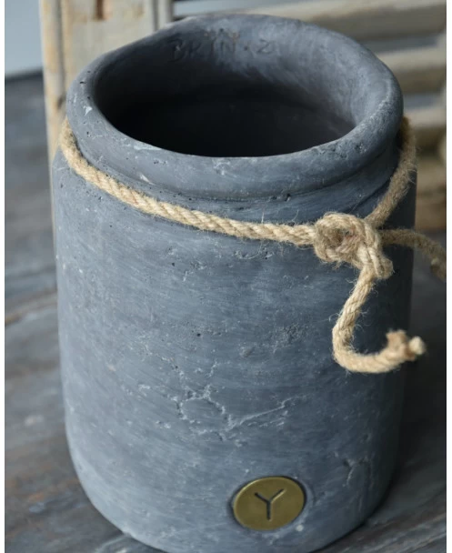 Vintage Grijze Pot Met Dik Touw Groot, Brynxz 6 Vintage Grijze Pot Met Dik Touw Groot, Brynxz - Afbeelding 4