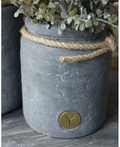 Vintage Grijze Pot Met Dik Touw Klein, Brynxz