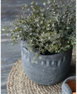 Vintage Grijze Pot Met Reliëf En Oortjes Groot, Brynxz