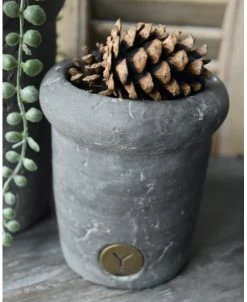 Vintage Grijze Rechte Pot Met Bolle Rand Klein, Brynxz