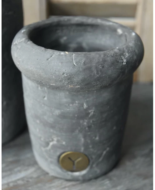 Vintage Grijze Rechte Pot Met Bolle Rand Klein, Brynxz 6 Vintage Grijze Rechte Pot Met Bolle Rand Klein, Brynxz - Afbeelding 4
