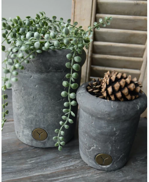 Vintage Grijze Rechte Pot Met Bolle Rand Klein, Brynxz 7 Vintage Grijze Rechte Pot Met Bolle Rand Klein, Brynxz - Afbeelding 5