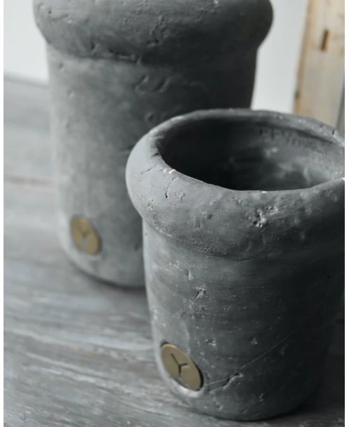 Vintage Grijze Rechte Pot Met Bolle Rand Klein, Brynxz 8 Vintage Grijze Rechte Pot Met Bolle Rand Klein, Brynxz - Afbeelding 6