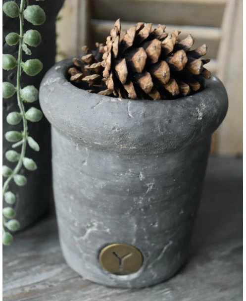 Vintage Grijze Rechte Pot Met Bolle Rand Klein, Brynxz 3 Vintage Grijze Rechte Pot Met Bolle Rand Klein, Brynxz