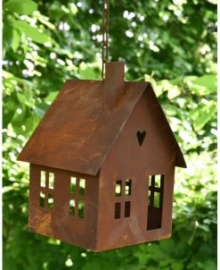 Vogel Voeder Huisje Van Roest Metaal Aan Ketting