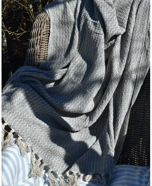 Woonkleed Sprei In Gebroken Wit Met Zacht Blauw/grijs, IB Laursen 4 Woonkleed Sprei In Gebroken Wit Met Zacht Blauw/grijs, IB Laursen - Afbeelding 2