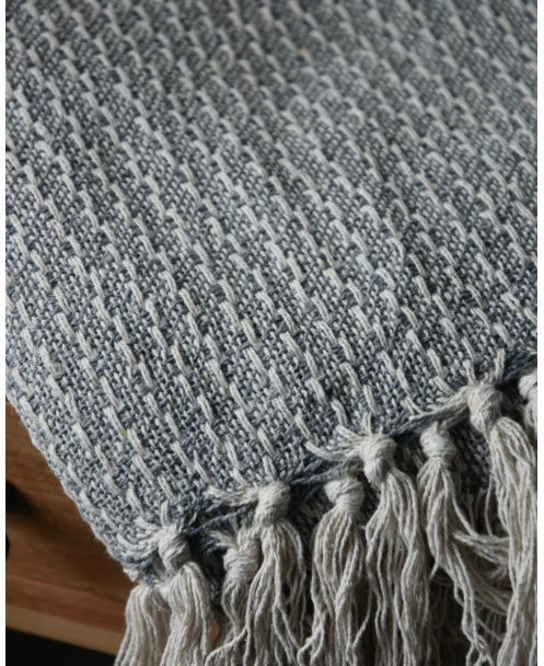 Woonkleed Sprei In Gebroken Wit Met Zacht Blauw/grijs, IB Laursen 7 Woonkleed Sprei In Gebroken Wit Met Zacht Blauw/grijs, IB Laursen - Afbeelding 5