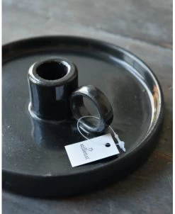 Zwarte Aardewerk Kandelaar Met Oor, IB Laursen